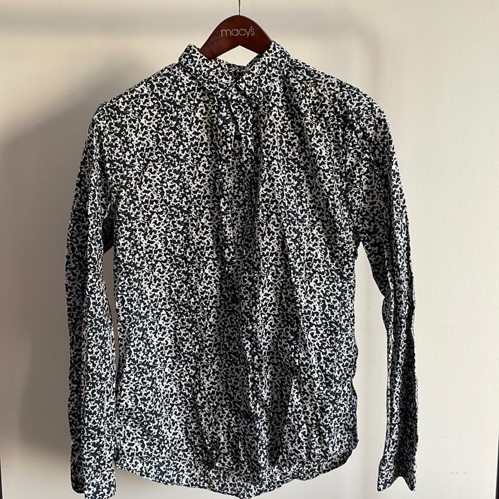 H&M Premium Cotton Black & White Cow Button Down Shirt (Size M)